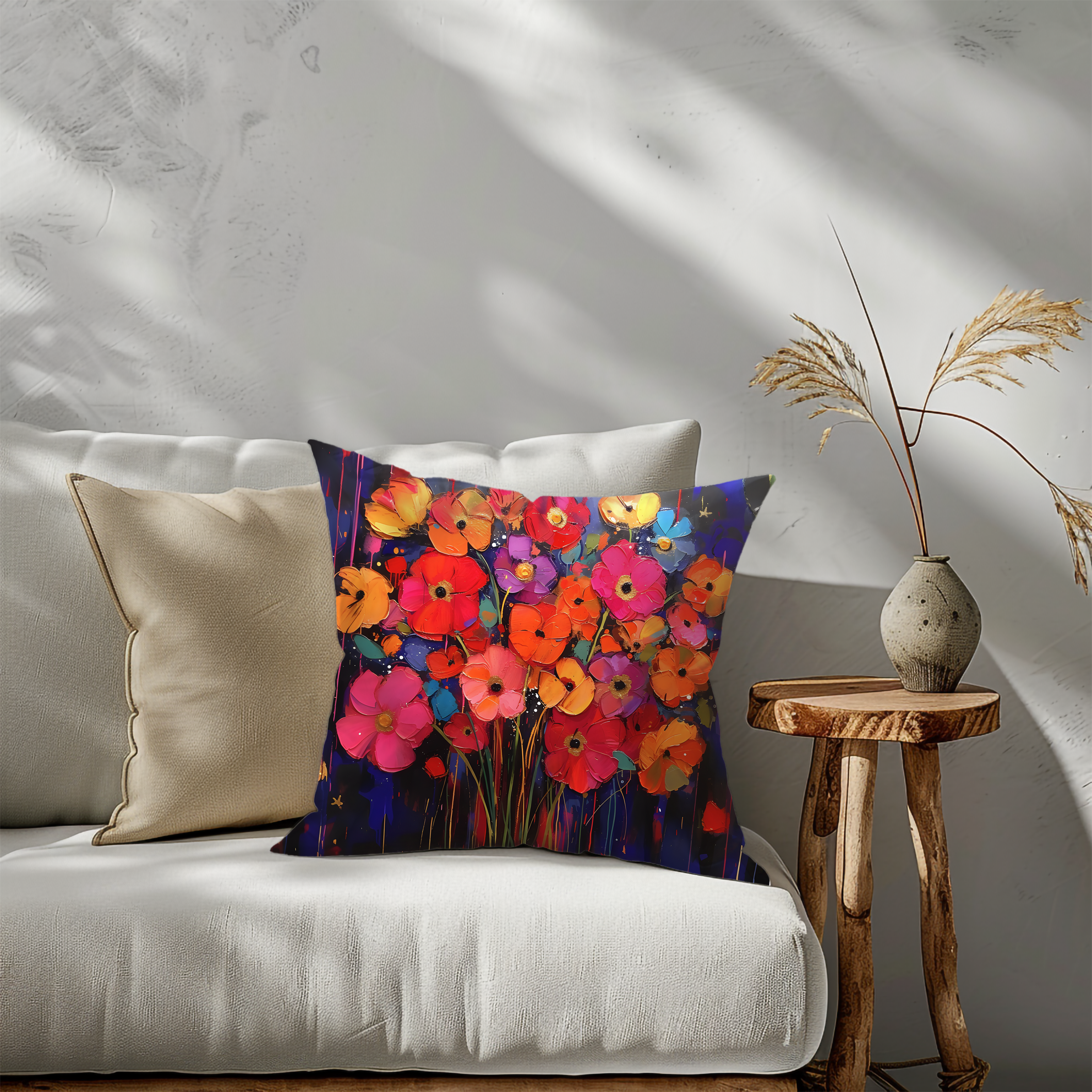 Bouquet Brilliance: Colorful Poppies Pillow Cover