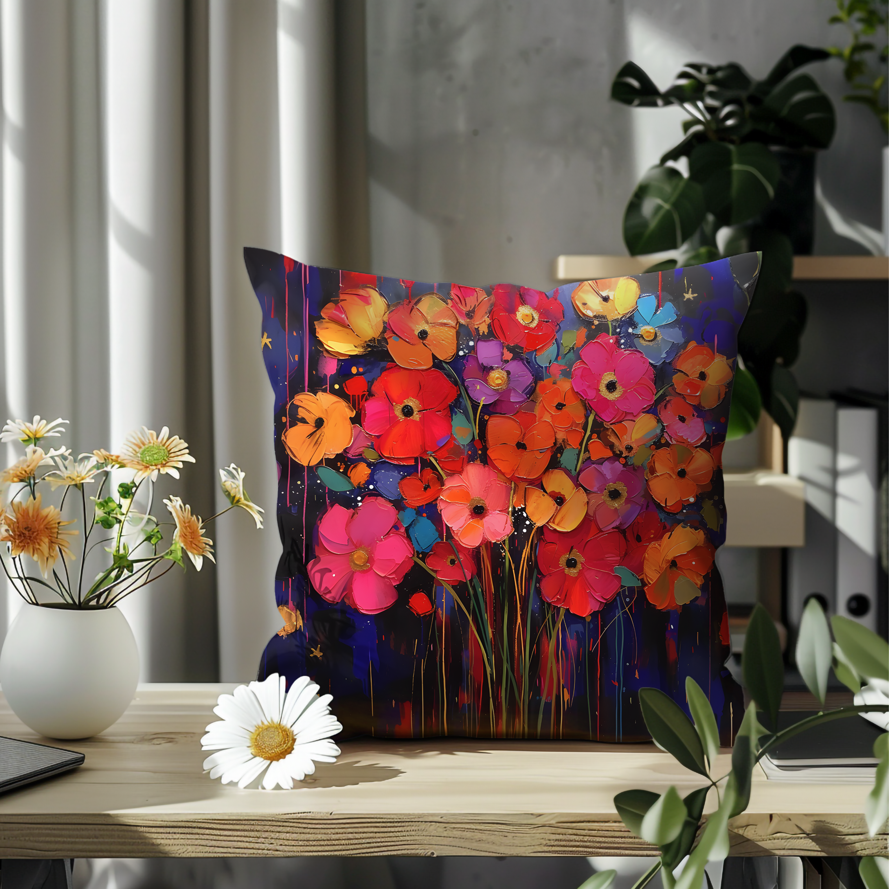 Bouquet Brilliance: Colorful Poppies Pillow Cover
