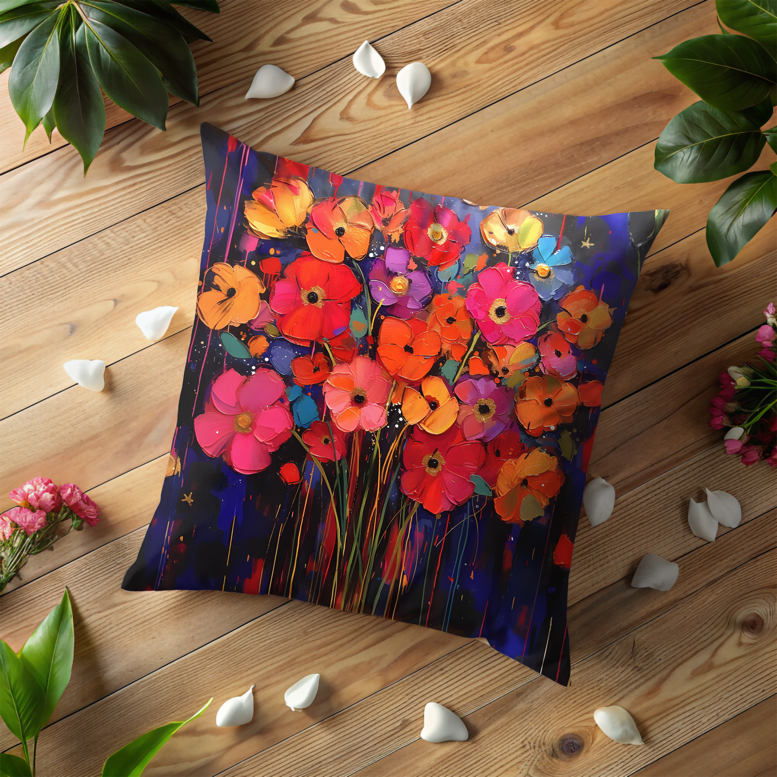 Bouquet Brilliance: Colorful Poppies Pillow Cover