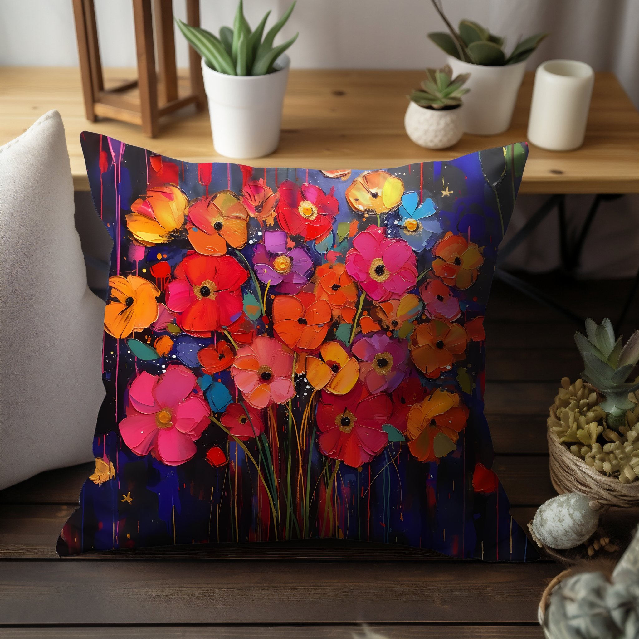 Bouquet Brilliance: Colorful Poppies Pillow & Covers - My Store