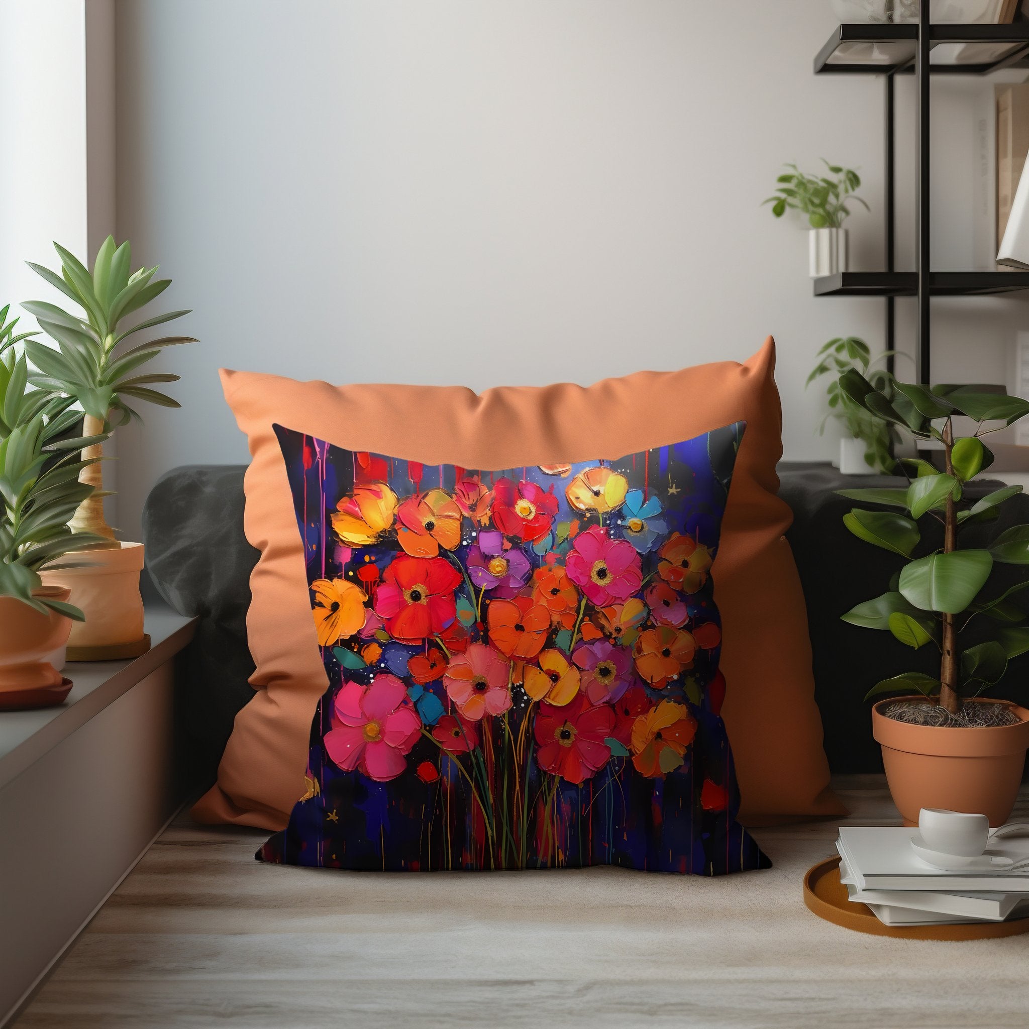 Bouquet Brilliance: Colorful Poppies Pillow & Covers - My Store
