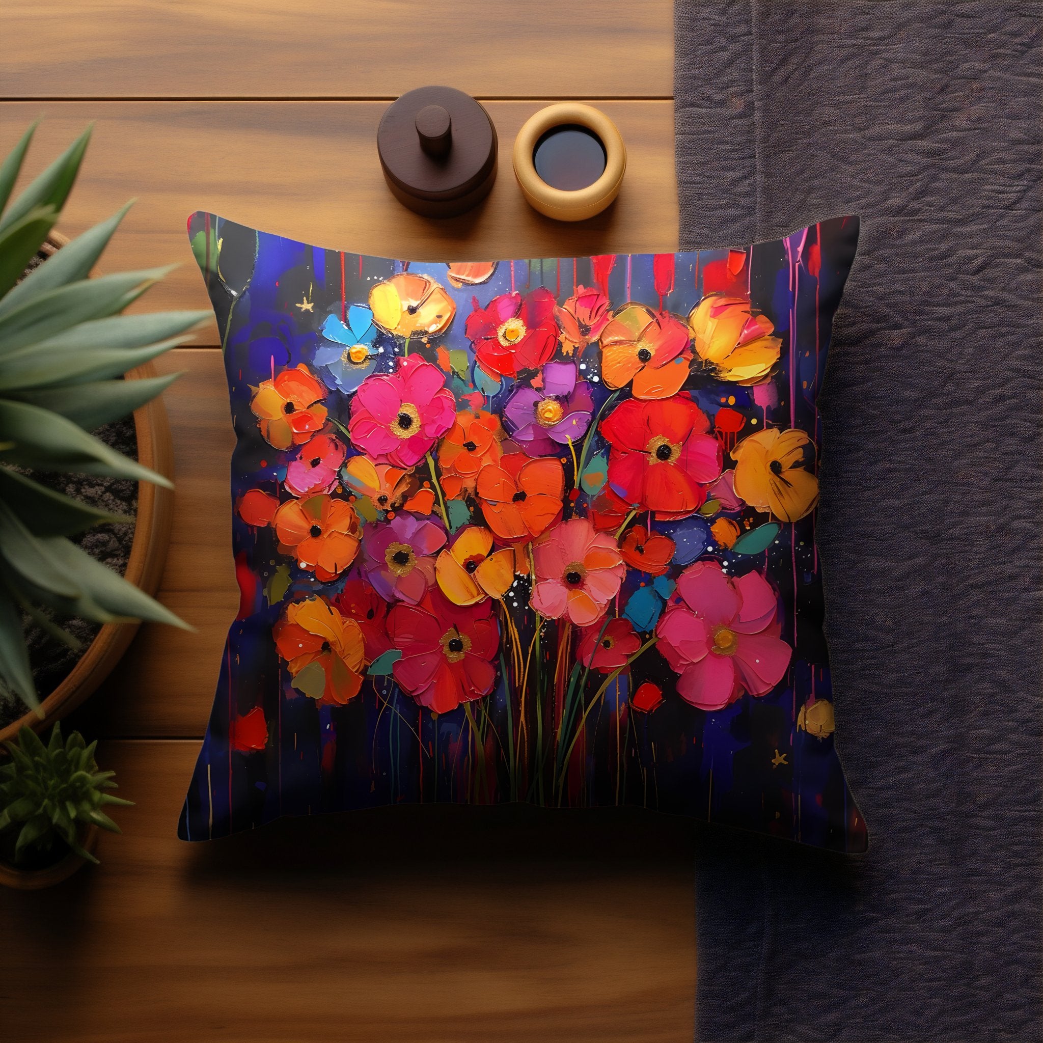 Bouquet Brilliance: Colorful Poppies Pillow & Covers - My Store