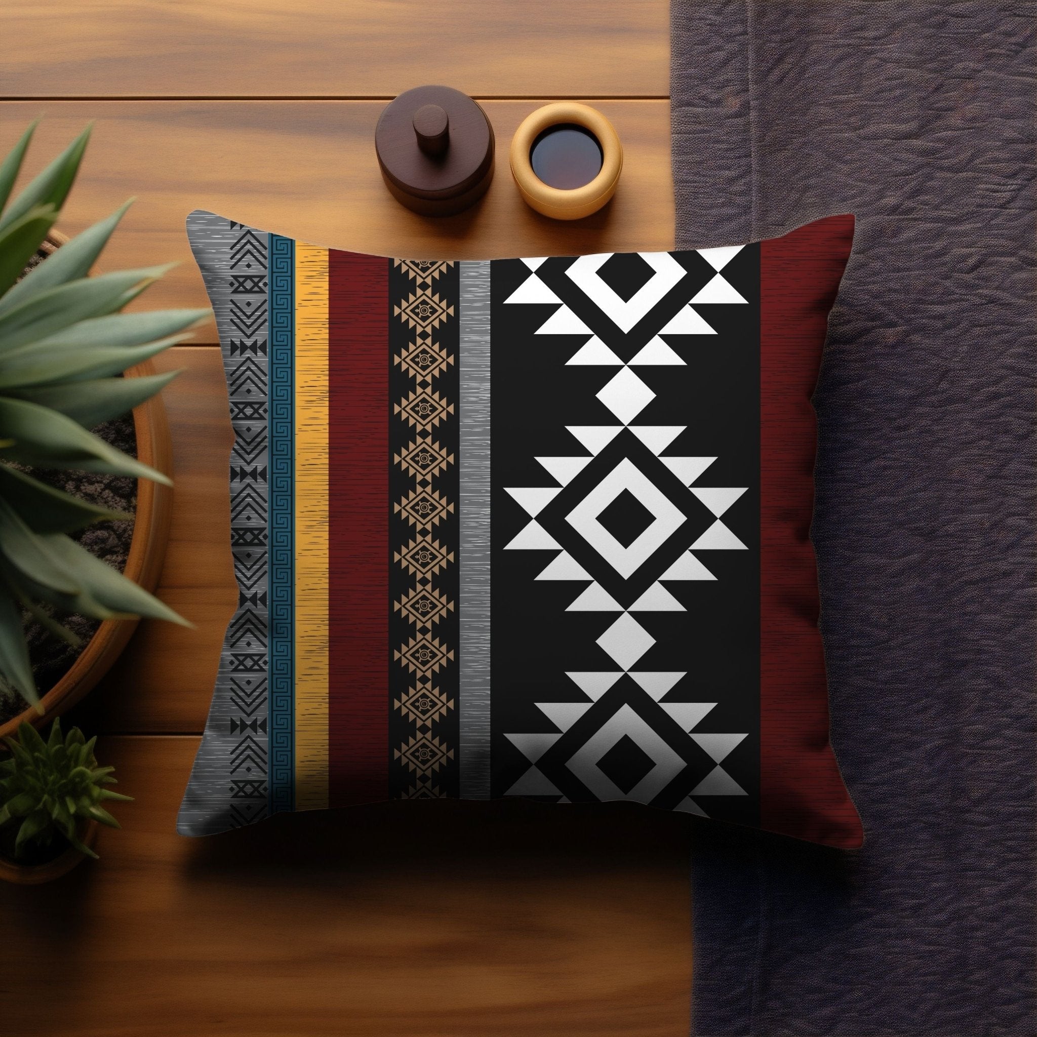 Desert Noir: Black Southwestern Pillow Cover - My Store