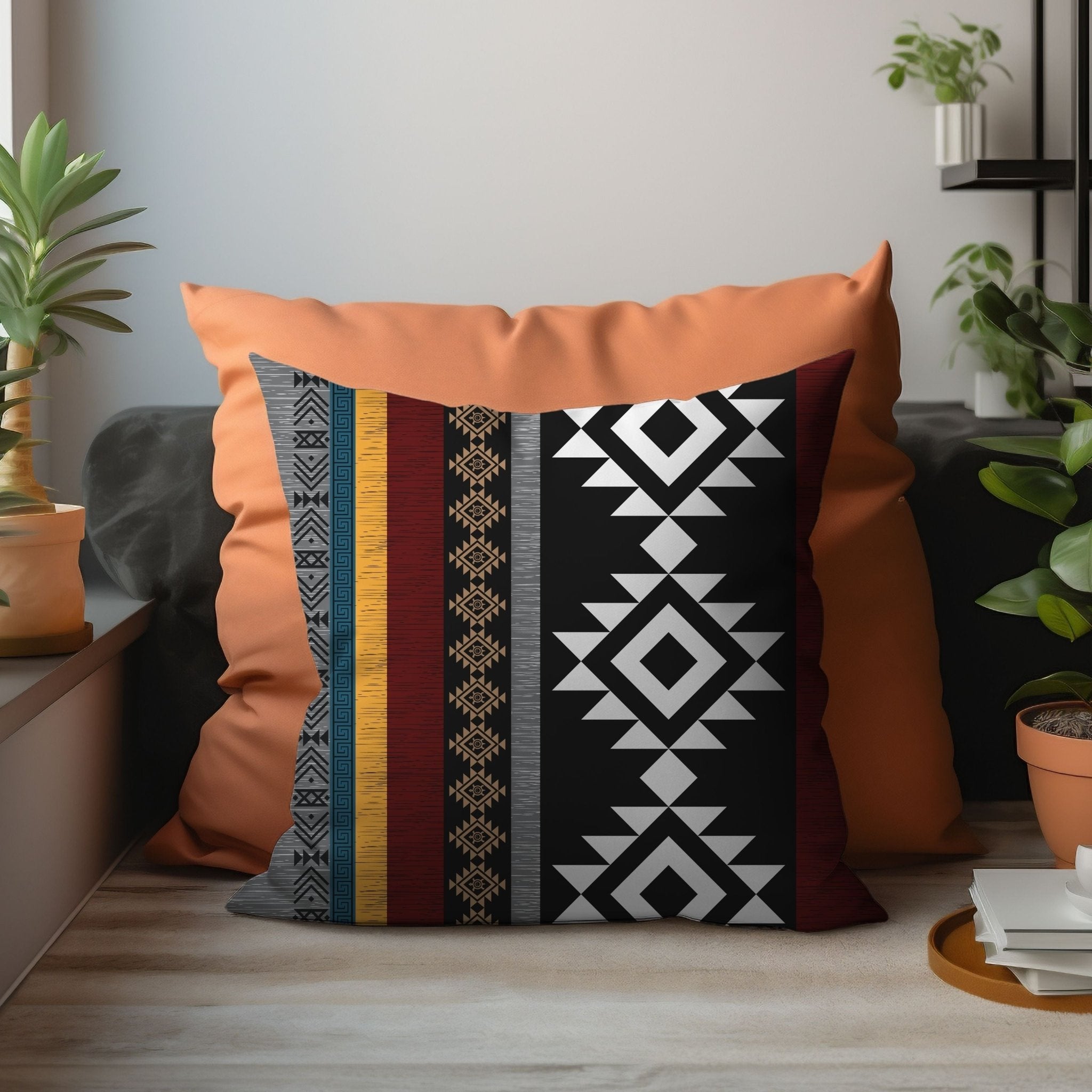 Desert Noir: Black Southwestern Pillow Cover - My Store