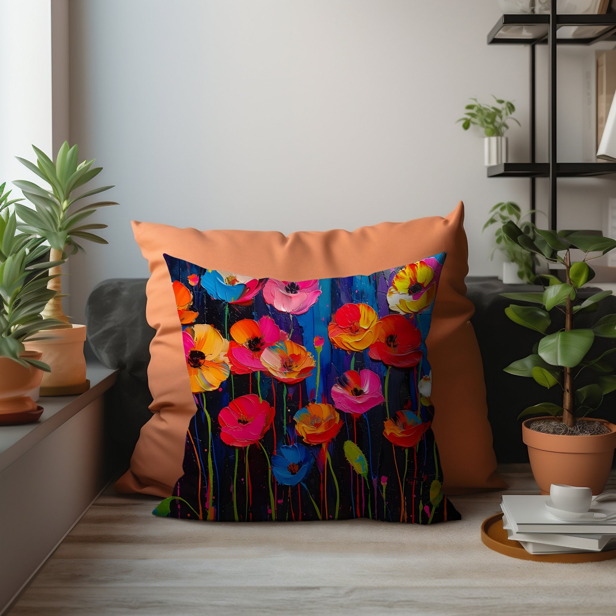 The Rising Poppies: Enchanting Colorful Poppies Pillow & Covers - My Store