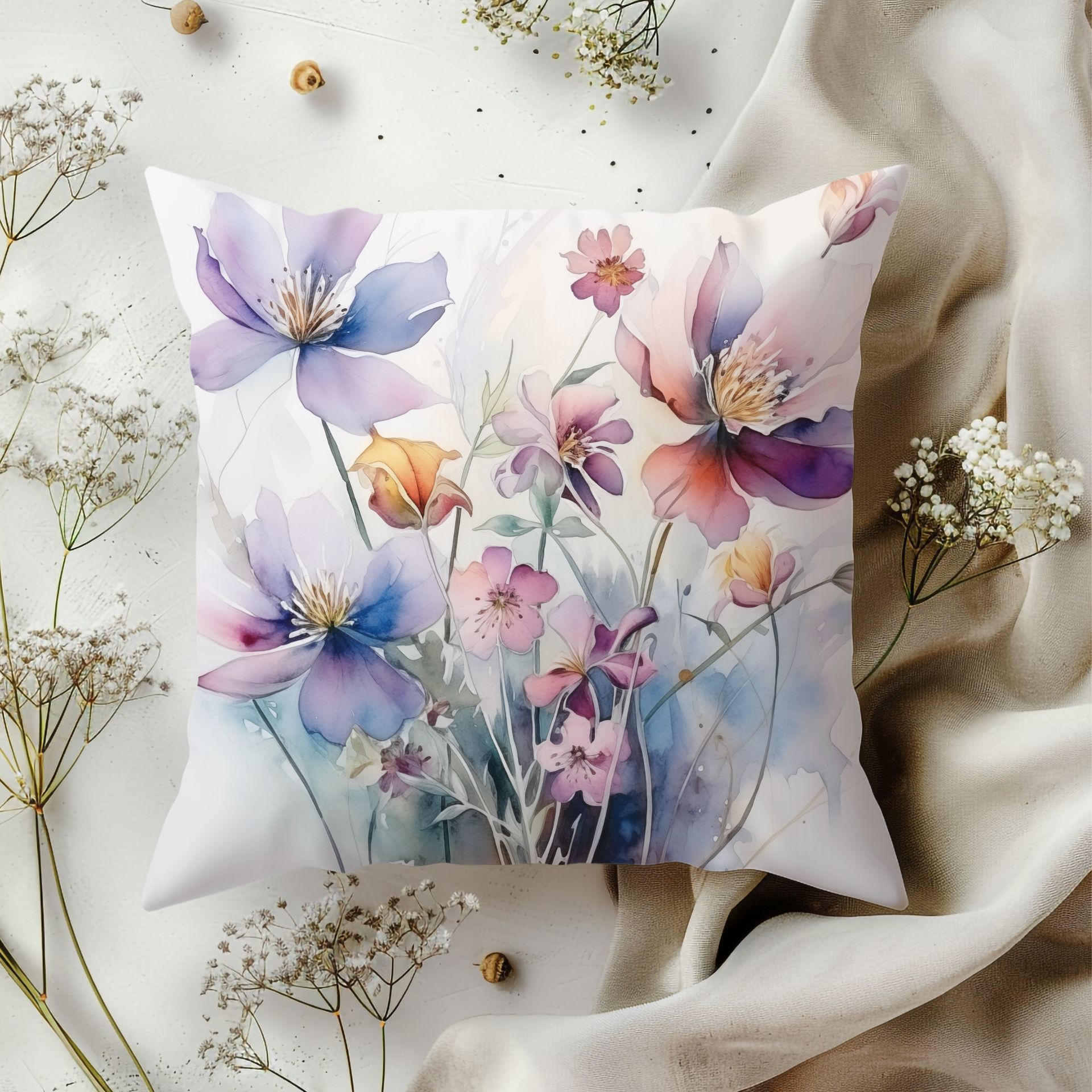 Wildflower Whimsy: Enchanting Throw Pillow Cover