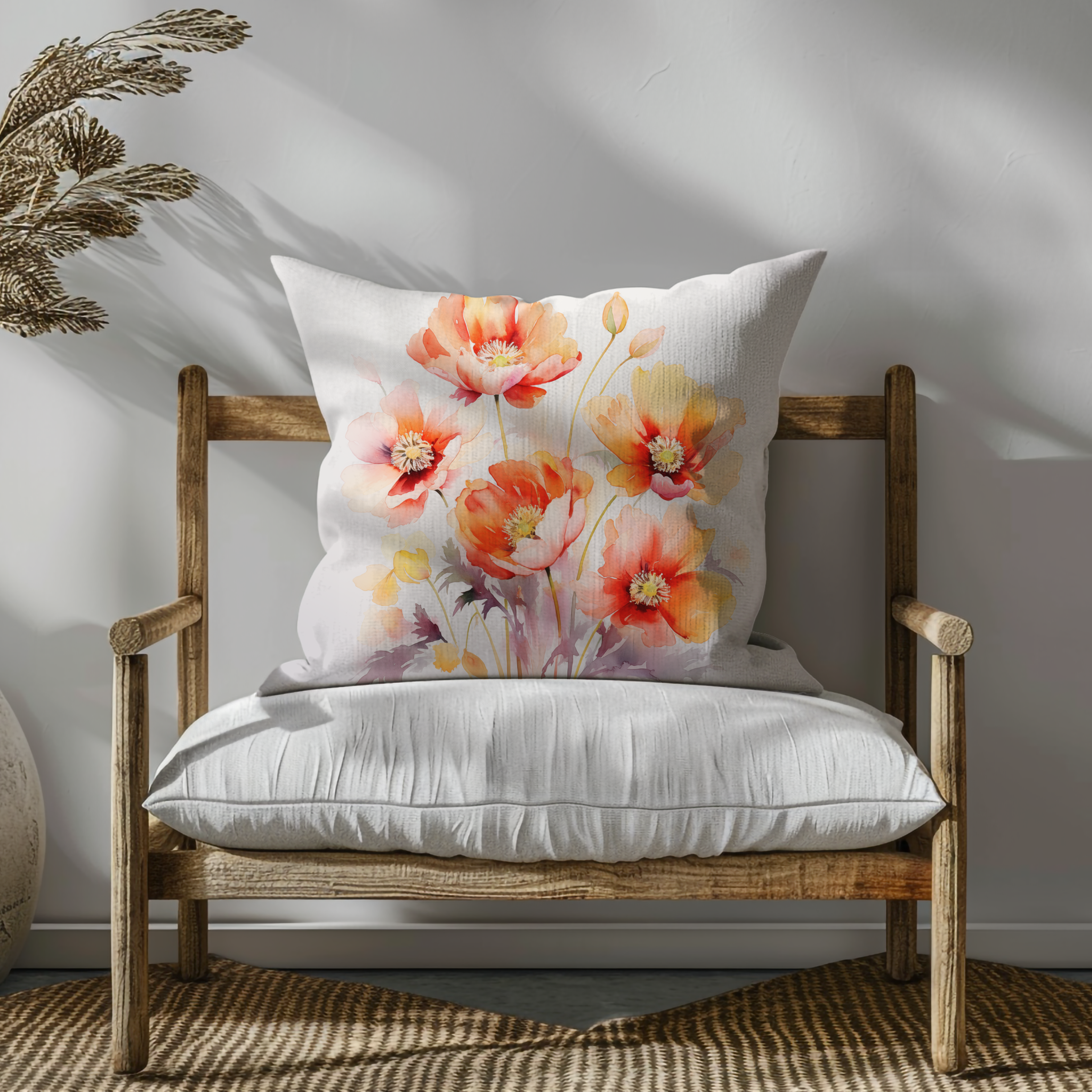 Sunset Blooms: Cozy Decorative Accent Pillow Cover