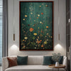 Framed Canvas Wall Art With Wildflowers in Dark Green