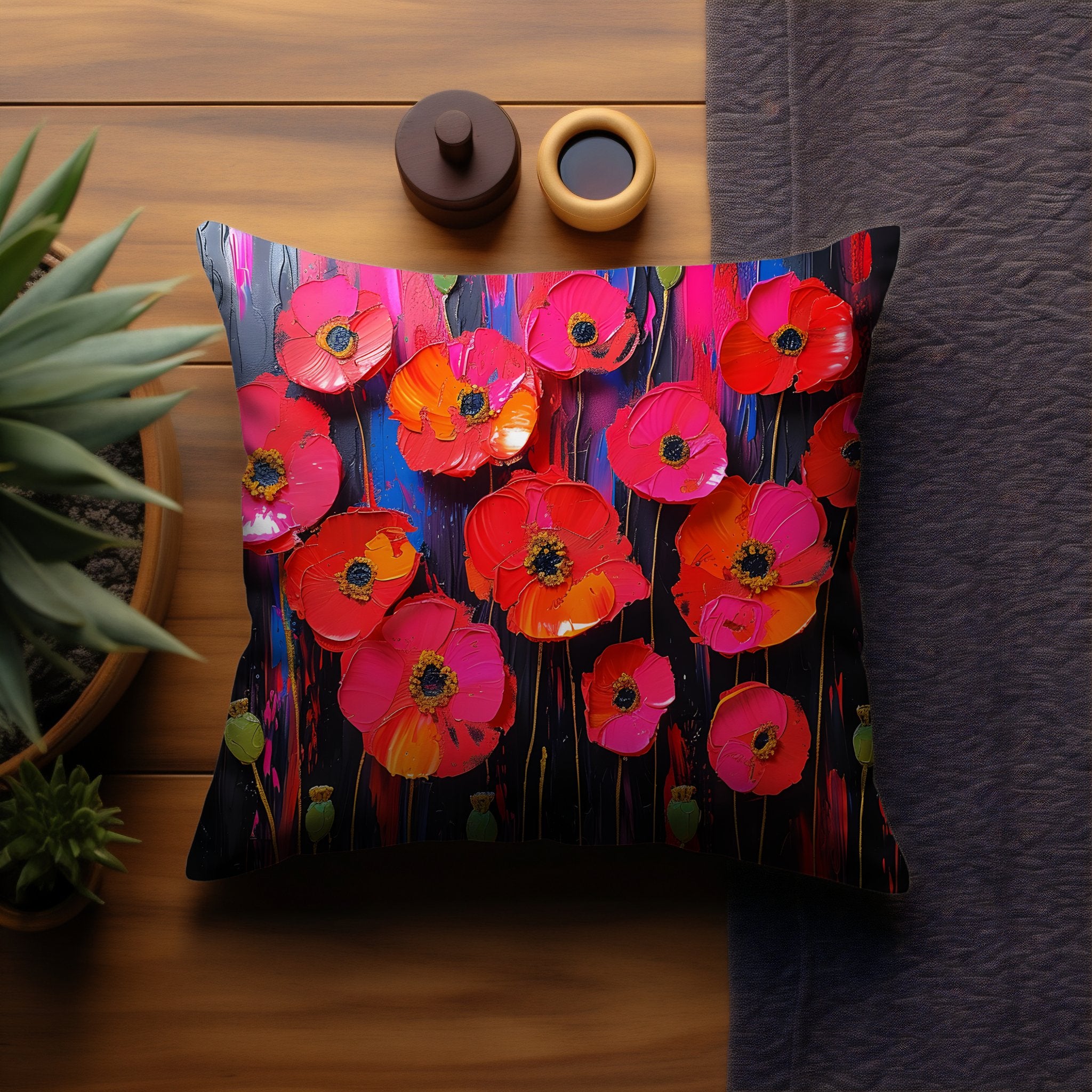 Poppies Paradise: Watercolor Poppies Decorative Pillow & Cover - My Store
