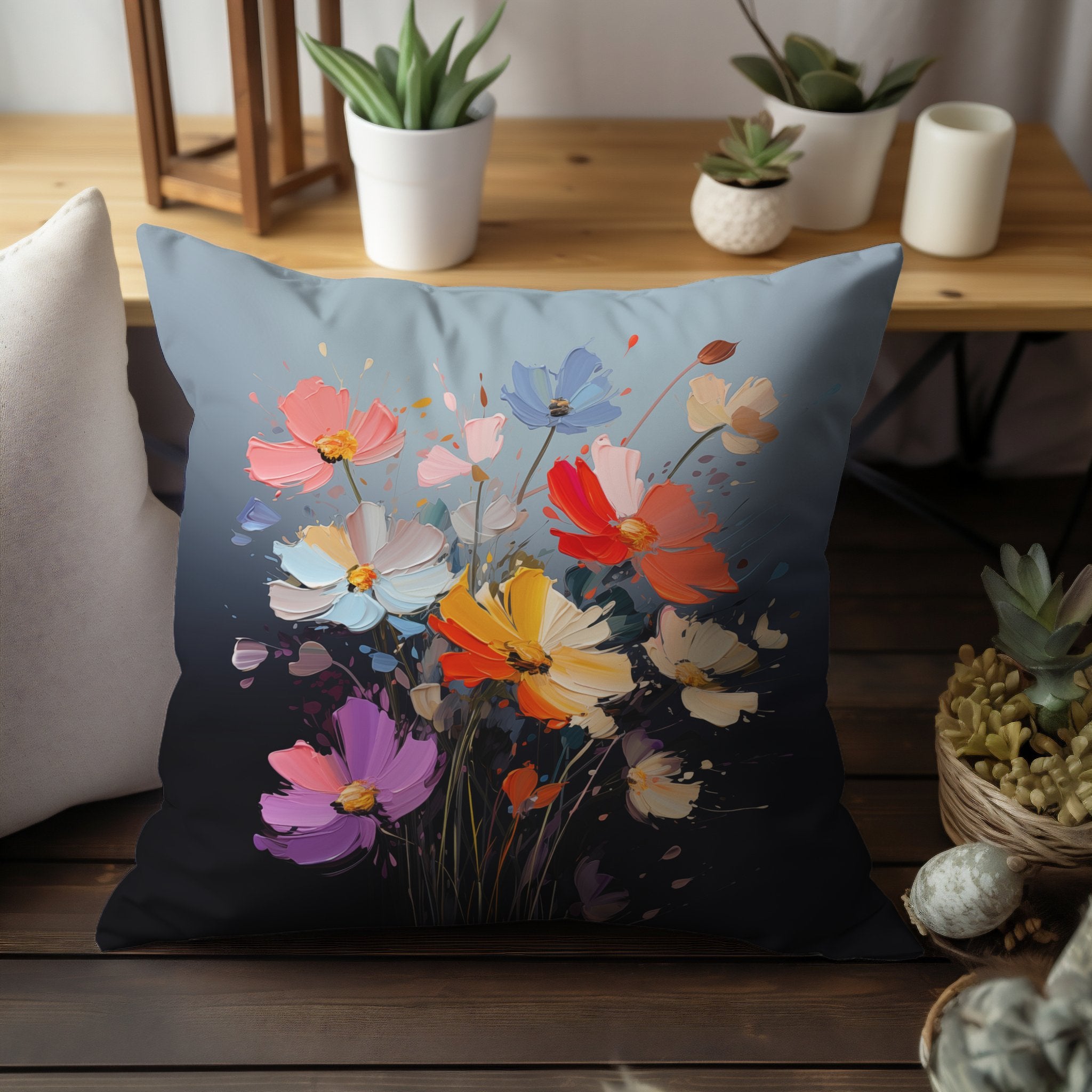 Wildflower Bouquet Bliss: Vibrant Decorative Accent Pillow & Cover - My Store